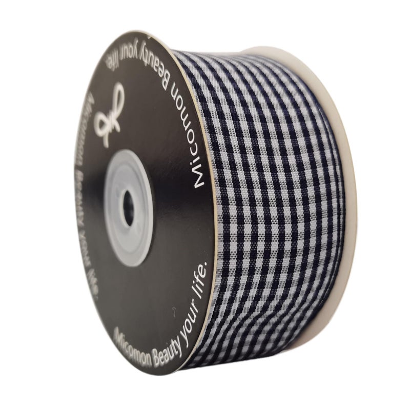 Micomon 1.5 Inch Blue and White Woven Edge 100% Polyester Gingham Ribbon 25 Yards Each Roll (1-1/2"", Blue) - Image 4